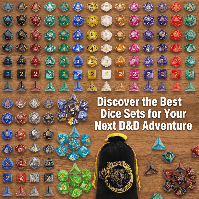 Vibrant multi-colored dice collection for role-playing games and D&D campaigns.