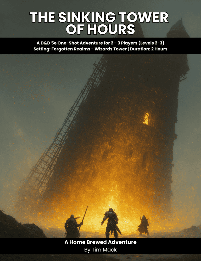 Fiery burning tower with three warriors at its base, intense fantasy scene, game setting, mystic adventure.
