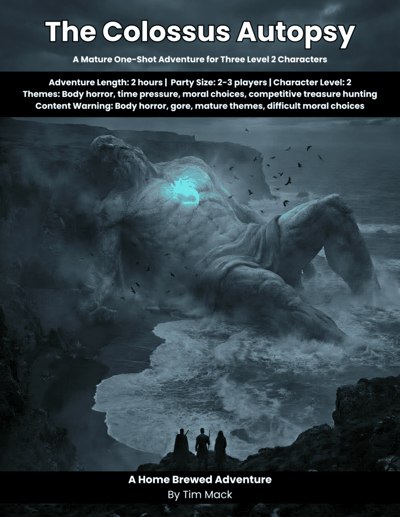 A monstrous sea creature with glowing blue eye looming over explorers on the coast in a dark ocean scene.
