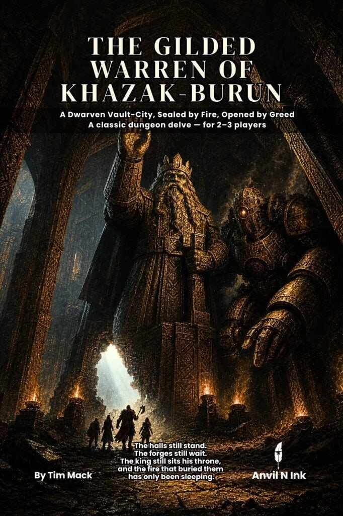 The Gilded Warren of Khazak-Burun: A Dwarven Dungeon Crawl One-Shot for 2–3 Players (5e)