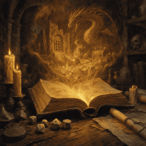 LitRPG books guide — glowing tome with arcane runes in a candlelit study