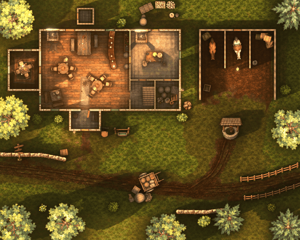 Roadside Tavern battle map, ground floor, made in Ink Hammer