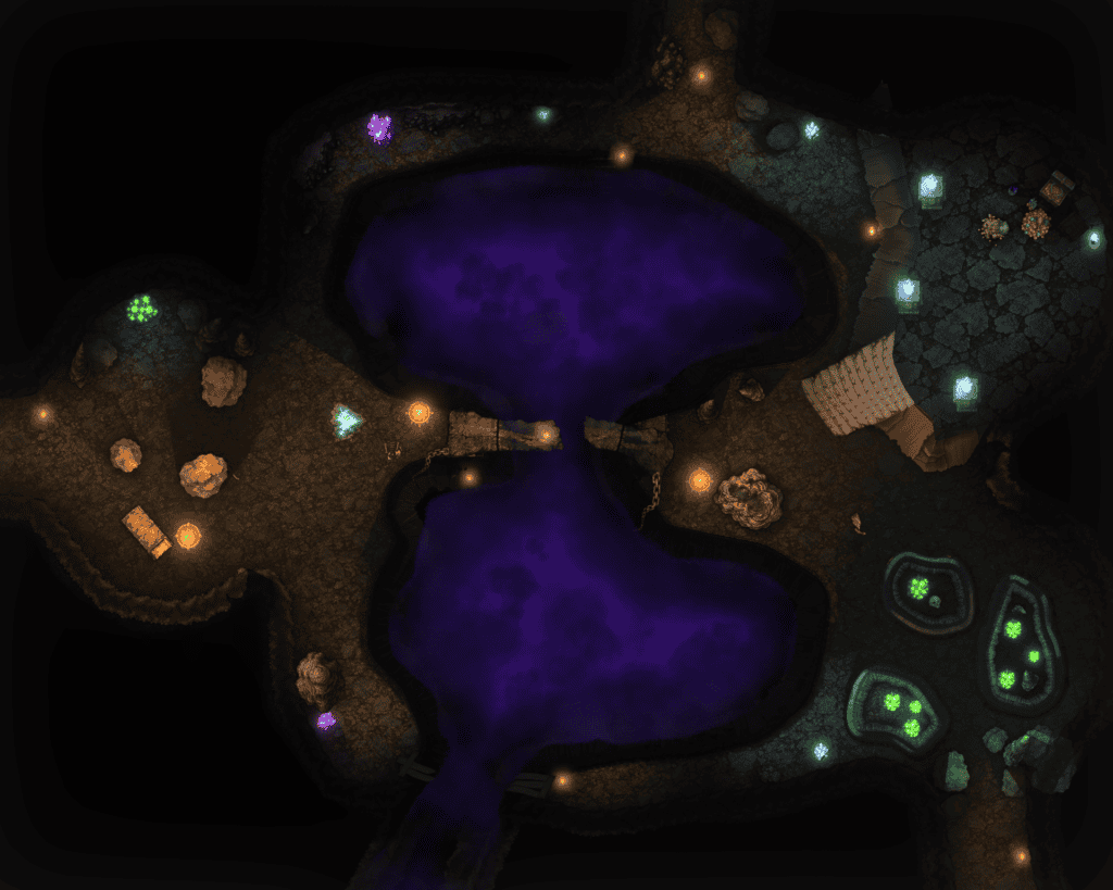 The Endless Chasm battle map with a bottomless pit, made in Ink Hammer