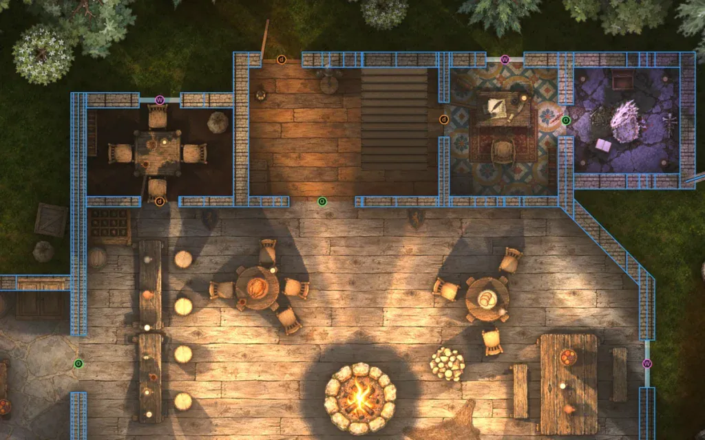 Ink Hammer Walls view showing walls, doors and windows exported to a VTT