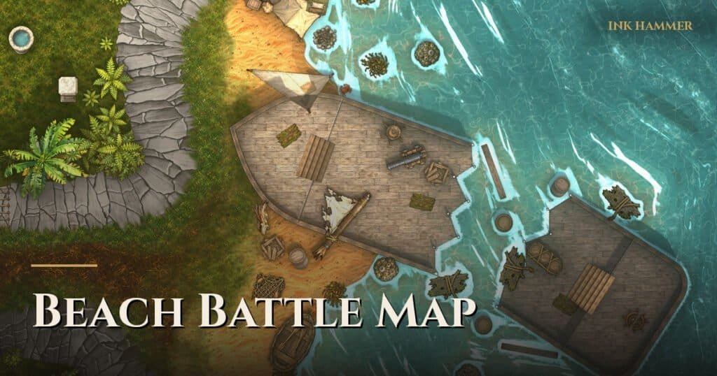 Beach battle map for D&D
