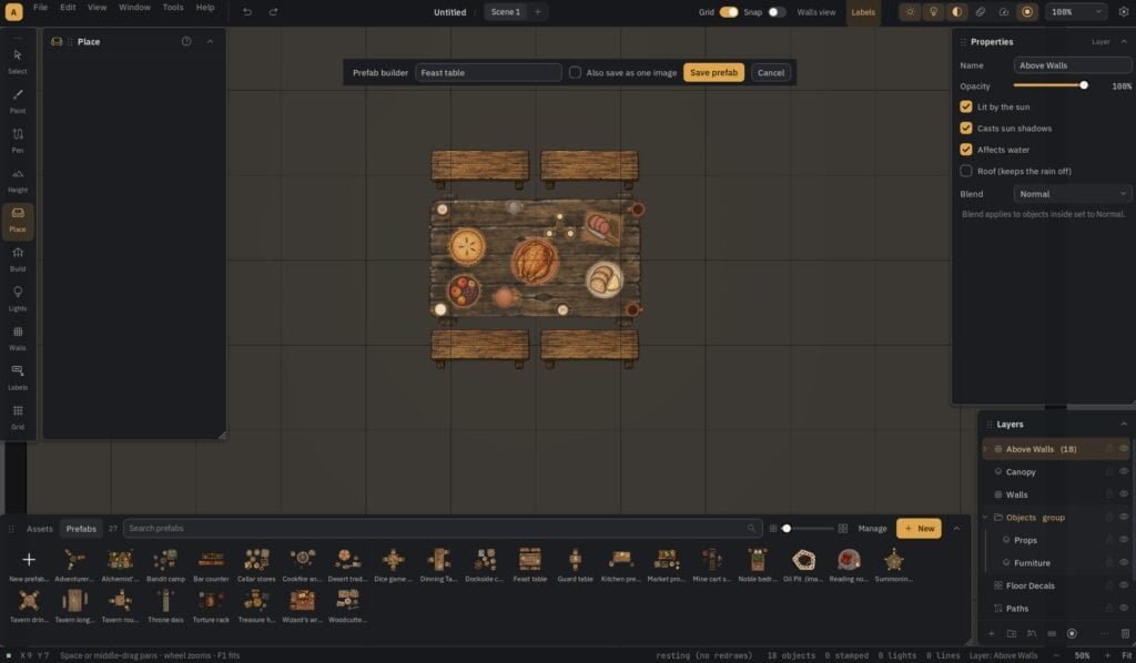 Ink Hammer prefabs: reusable groups of map assets placed as one piece