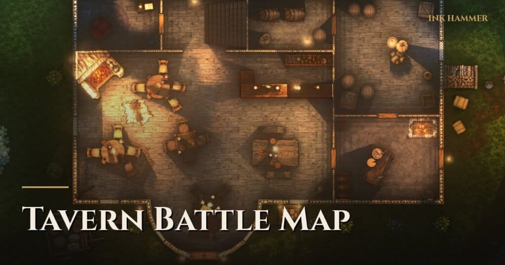 Tavern battle map for D&D