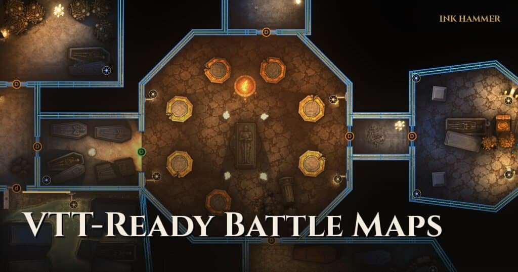 VTT-ready battle maps with walls and doors